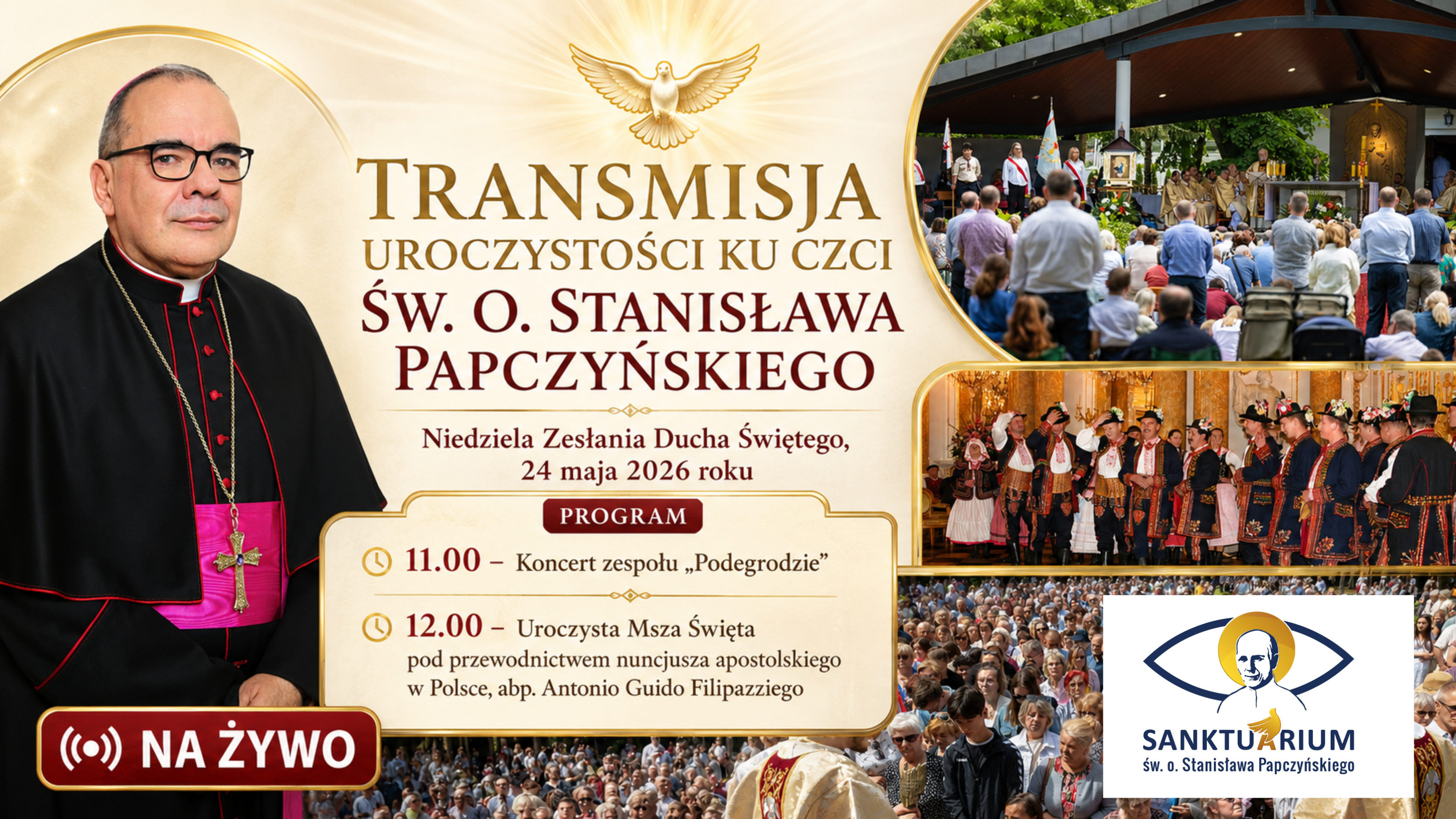 🔴NA ŻYWO | Uroczystość ku czci świętego ojca Stanisława Papczyńskiego | Niedziela Zesłania Ducha Świętego | 24 maja 2026